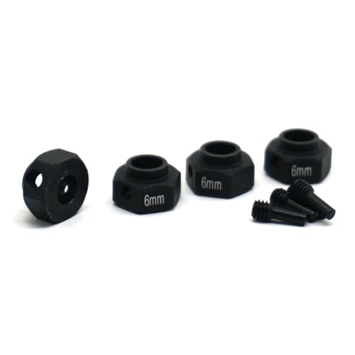 PLOQAZEH RC Autoteile Für TRX4 1/10 6/8/9/10/11/12mm Dicke 12mm Rad Hex Adapter Dekoration Auto Zubehör RC Crawler Auto Upgrade Teile(Black,6mm) von PLOQAZEH