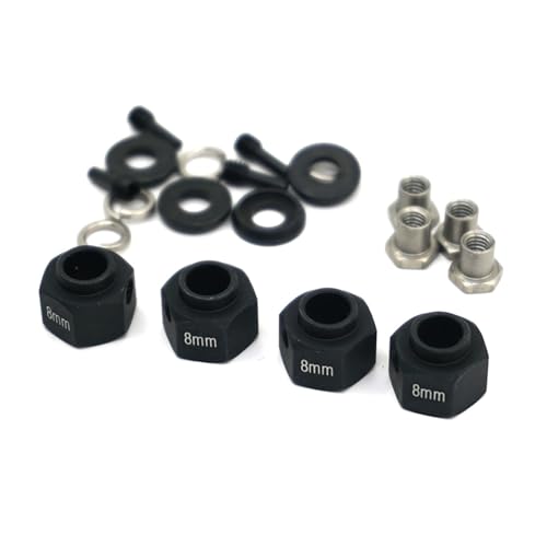 PLOQAZEH RC Autoteile Für TRX4 1/10 6/8/9/10/11/12mm Dicke 12mm Rad Hex Adapter Dekoration Auto Zubehör RC Crawler Auto Upgrade Teile(Black,8mm) von PLOQAZEH