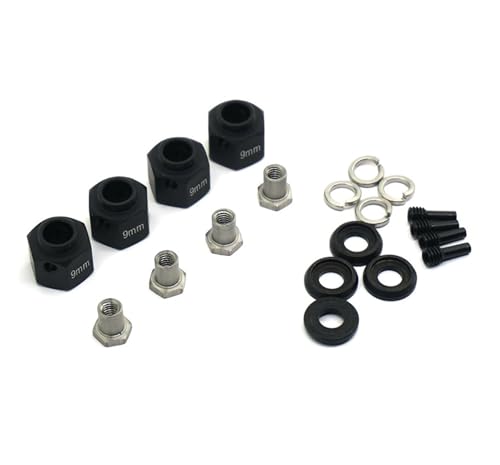 PLOQAZEH RC Autoteile Für TRX4 1/10 6/8/9/10/11/12mm Dicke 12mm Rad Hex Adapter Dekoration Auto Zubehör RC Crawler Auto Upgrade Teile(Black,9mm) von PLOQAZEH