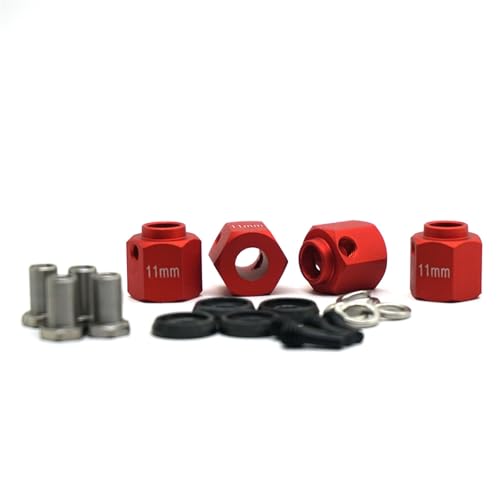 PLOQAZEH RC Autoteile Für TRX4 1/10 6/8/9/10/11/12mm Dicke 12mm Rad Hex Adapter Dekoration Auto Zubehör RC Crawler Auto Upgrade Teile(Red,11mm) von PLOQAZEH