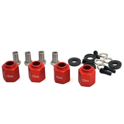 PLOQAZEH RC Autoteile Für TRX4 1/10 6/8/9/10/11/12mm Dicke 12mm Rad Hex Adapter Dekoration Auto Zubehör RC Crawler Auto Upgrade Teile(Red,12mm) von PLOQAZEH