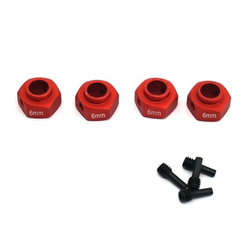 RC Autoteile Für TRX4 1/10 6/8/9/10/11/12mm Dicke 12mm Rad Hex Adapter Dekoration Auto Zubehör RC Crawler Auto Upgrade Teile(Red,6mm) von PLOQAZEH
