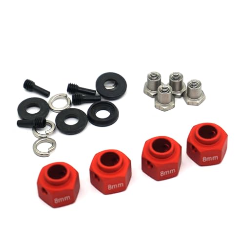 PLOQAZEH RC Autoteile Für TRX4 1/10 6/8/9/10/11/12mm Dicke 12mm Rad Hex Adapter Dekoration Auto Zubehör RC Crawler Auto Upgrade Teile(Red,8mm) von PLOQAZEH