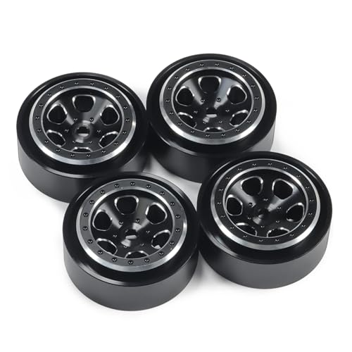 PLOQAZEH RC Autoteile Für TRX4-M Für Bronco Für Defender Für FCX24 Für SCX24 AX24 1/18 4-teilige Aluminium-CNC-Beadlock-Felgen Passend Für Standardreifen RC Crawler(Black) von PLOQAZEH