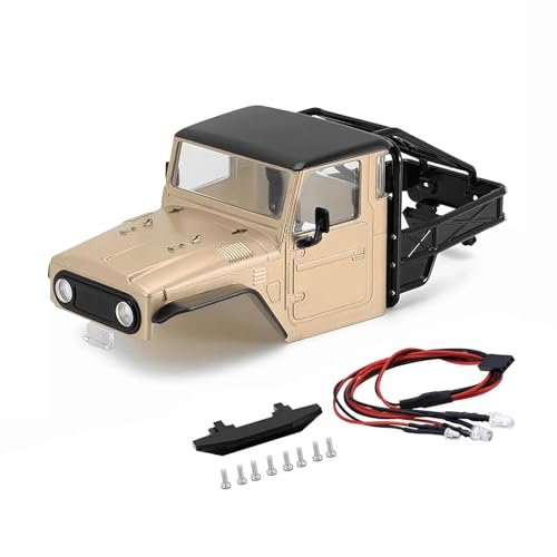 PLOQAZEH RC Autoteile Für TRX4M Für Defender Für Bronco 1/18 IR40 Harte Körper Shell Mit Käfig RC Crawler Auto Teile Upgrade Änderung RC Auto Zubehör(Beige) von PLOQAZEH