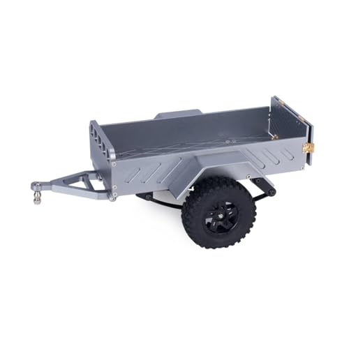 PLOQAZEH RC Autoteile Für TRX4M Für Defender Für Bronco K10 Für SCX24 Für FMS Für FCX24 1/18 1/24 Aluminium-Nutzanhänger Mit Kugelkopfwerkzeug RC-Raupenauto(Gray) von PLOQAZEH