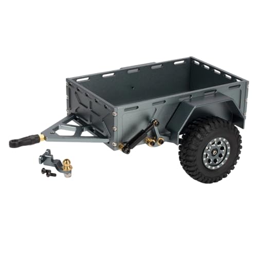 PLOQAZEH RC Autoteile Für TRX4M Für Defender Für Bronco K10 High Trail 1/18 Nutzanhänger Aus Aluminiumlegierung Im Maßstab 1:18 Mit Anhängerkupplung Für Kleine RC-Crawler(Gray) von PLOQAZEH