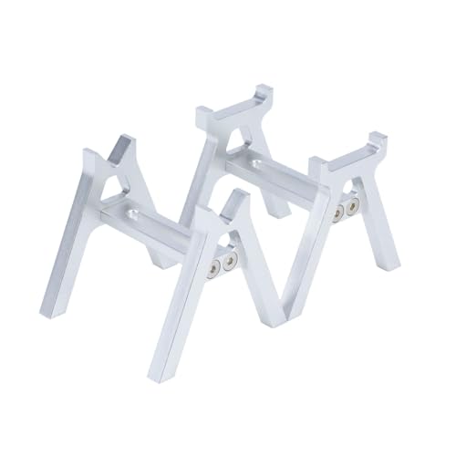 PLOQAZEH RC Autoteile Für TRX4M Für SCX24 AX24 Für FCX24 UTB18 1/18 1/24 Aluminium Werkbank Display Stand Statische Display Jack Wartung Szene(Silver) von PLOQAZEH