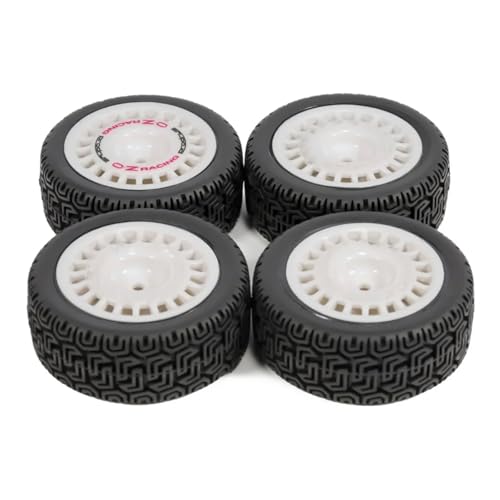 PLOQAZEH RC Autoteile Für TT-01 Für TT-02 XV-01 DF-03 TA06 PTG2 Für HPI WR8 4 Stücke 12mm Geklebte Gummireifen Kunststofffelgen Felge RC Für Rallye Für Rennwagen Upgrades Teile(White,70 * 26) von PLOQAZEH