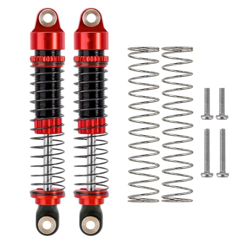 PLOQAZEH RC Autoteile Für Trx4m 1/18 59MM Lange Gewinde Stoßdämpfer Öl Dämpfer RC Crawler Upgrade RC Auto Upgrade Zubehör 4M-42(Red,2pcs) von PLOQAZEH