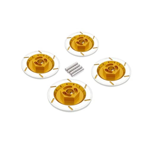 PLOQAZEH RC Autoteile Für Tt02 Für HPI Für HSP 94123 1/10 RC On Road Für Racing Auto 4PCS 12mm Aluminium Legierung Bremsscheibe Felge Box Hex Adapter(Yellow) von PLOQAZEH