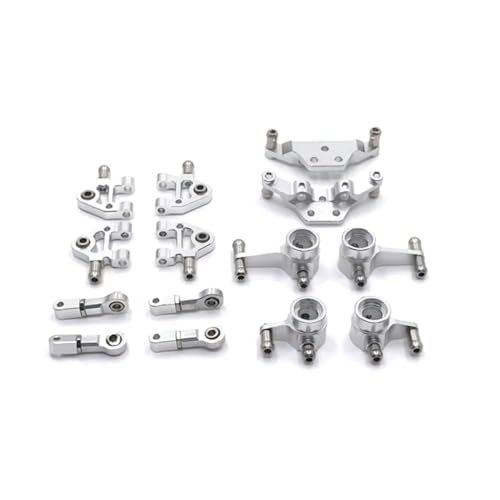 PLOQAZEH RC Autoteile Für WLtoys 1/28 284131 K969 K979 K989 K999 P929 P939 Metall Upgrade Für Schaukel Arm Lenkung Tasse Shock Mount RC Auto Teile(Silver) von PLOQAZEH