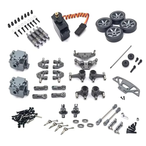 PLOQAZEH RC Autoteile Für WLtoys 1/28 284131 K969 K979 K989 K999 P929 P939 Metall Upgrade Teile Getriebe Servo Link 18 Pack RC Auto Ersatz Zubehör(Gray) von PLOQAZEH