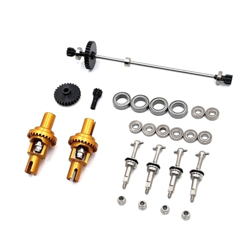 PLOQAZEH RC Autoteile Für WLtoys 1/28 284131 K989 K999 K969 K979 P929 P939 Metall Upgrade Getriebe Differential Antriebswelle Lager RC Auto Teile Ersatz Auto Zubehör(Yellow) von PLOQAZEH