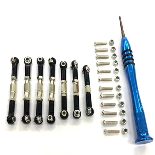 PLOQAZEH RC Autoteile Für WLtoys Für 144001 1/14 RC Auto Ersatzteile Metall Verknüpfung Servo Zugstange Spurstange Set Upgrade Teile Zubehör(Black) von PLOQAZEH