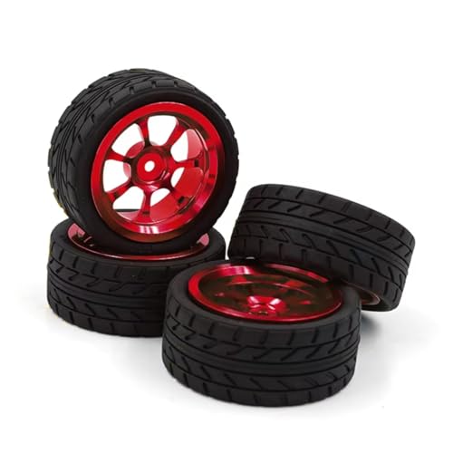 PLOQAZEH RC Autoteile Für WLtoys Für 144001 144002 144010 1/14 124016 124017 124018 124019 1/12 Drift Rad Hub Reifen RC Auto Upgrade Teile 65x26 MM Und Verschleiß-Beständig(Red) von PLOQAZEH