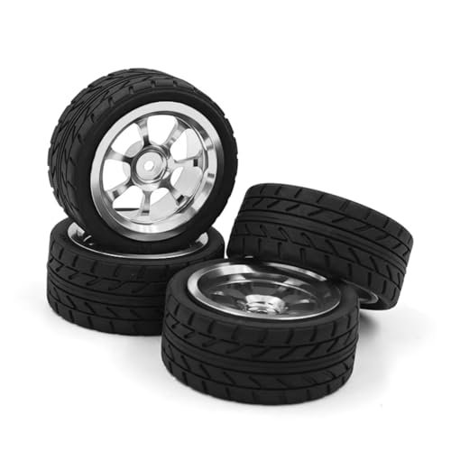 PLOQAZEH RC Autoteile Für WLtoys Für 144001 144002 144010 1/14 124016 124017 124018 124019 1/12 Drift Rad Hub Reifen RC Auto Upgrade Teile 65x26 MM Und Verschleiß-Beständig(Silver) von PLOQAZEH