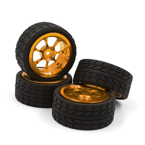PLOQAZEH RC Autoteile Für WLtoys Für 144001 144002 144010 1/14 124016 124017 124018 124019 1/12 Drift Rad Hub Reifen RC Auto Upgrade Teile 65x26 MM Und Verschleiß-Beständig(Yellow) von PLOQAZEH