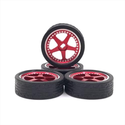PLOQAZEH RC Autoteile Für WLtoys Für Kyosho 1/28 Metall-Upgrade-Zubehör 11 Mm Breite 27 Mm Außendurchmesser Für Rennradreifen RC-Autoersatzteile(Red) von PLOQAZEH