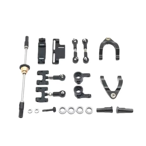 PLOQAZEH RC Autoteile Für WPL Für D12 1/10 Metall Oberen Unteren Für Schaukel Arm Lenkung Tasse Hex Adapter Zubehör Set RC Auto Upgrade Teile Zubehör(Black) von PLOQAZEH