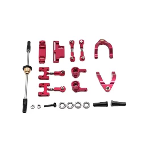 PLOQAZEH RC Autoteile Für WPL Für D12 1/10 Metall Oberen Unteren Für Schaukel Arm Lenkung Tasse Hex Adapter Zubehör Set RC Auto Upgrade Teile Zubehör(Red) von PLOQAZEH