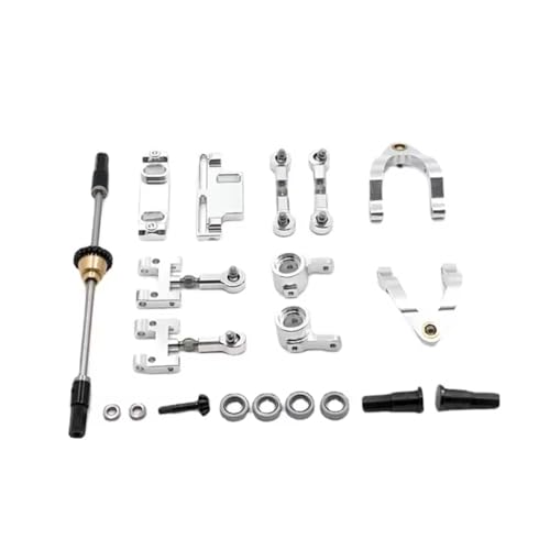 PLOQAZEH RC Autoteile Für WPL Für D12 1/10 Metall Oberen Unteren Für Schaukel Arm Lenkung Tasse Hex Adapter Zubehör Set RC Auto Upgrade Teile Zubehör(Silver) von PLOQAZEH