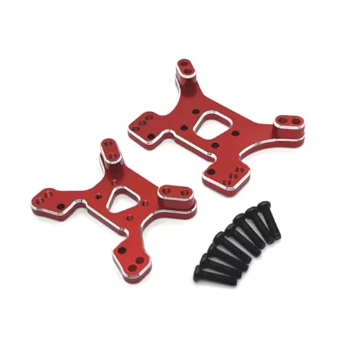 PLOQAZEH RC Autoteile Für Wltoys 144001 144002 144010 124017 124019 124007 124008 Metall Vorne Und Hinten Shock Tower Platte RC Auto Upgrade Teile Zubehör(Red) von PLOQAZEH
