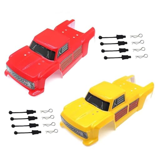 PLOQAZEH RC Autoteile Für Wltoys 144001 144010 Für Monster Truck Geändert Körper Shell Kit Upgrade Front Stoßstange Mit Lampe Große Räder Reifen RC Auto Teile Zubehör(2PCS Body) von PLOQAZEH