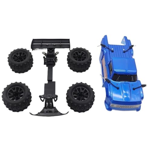 RC Autoteile Für Wltoys 144001 144010 Für Monster Truck Geändert Körper Shell Kit Upgrade Front Stoßstange Mit Lampe Große Räder Reifen RC Auto Teile Zubehör(Retrofit kit) von PLOQAZEH