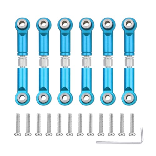 PLOQAZEH RC Autoteile Für Wltoys A949 A959 A969 A979 K929 1/18 Metallgestänge Zugstange Vorne Hinten Servo Link Spurstange RC Auto Upgrade Ersatzteile Auto Zubehör 6PCS(Blue) von PLOQAZEH