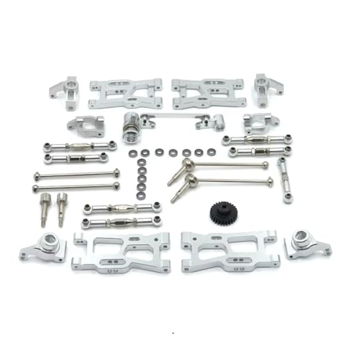 PLOQAZEH RC Autoteile Für Wltoys Für 124016 124017 124018 124019 1/12 144001 1/14 RC Auto Teile Upgrade Metall Kit Antriebswelle Zugstange Schaukel Arm Lenkung(Silver) von PLOQAZEH