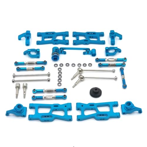 PLOQAZEH RC Autoteile Für Wltoys Für 124016 124017 124018 124019 1/12 144001 1/14 RC Teile Upgrade Metall Kit Antriebswelle Zugstange Für Schaukel Arm Lenkung(Blue) von PLOQAZEH