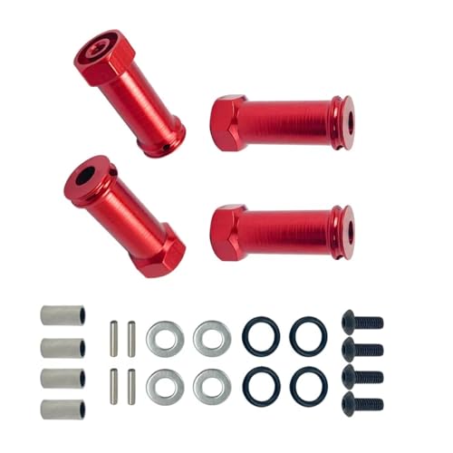 PLOQAZEH RC Autoteile Für Wltoys Für 144001 124019 A959 1 Set 30mm Adapter Erweiterte Combiner Koppler 12mm Rad Hex Hub Stick Adapter RC Auto Teile(Red) von PLOQAZEH