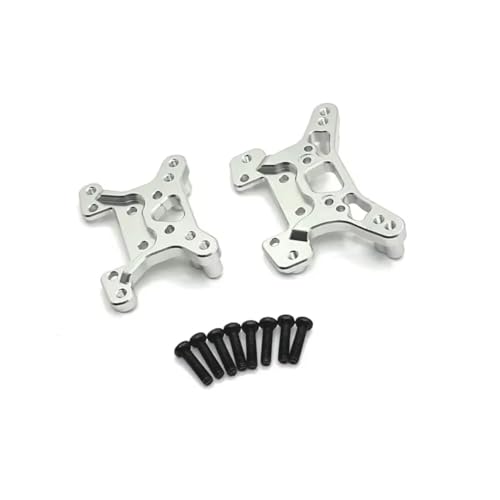 PLOQAZEH RC Autoteile Für Wltoys Für 144001 144010 144016 144018 124017 124019 124007 124008 124010 Metall Vorne Hinten Shock Tower Platte RC Auto Upgrade Teil(Silver) von PLOQAZEH