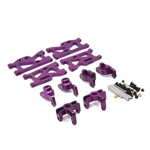 PLOQAZEH RC Autoteile Für Wltoys Für 144010 144001 144002 1/14 124016 124017 124018 124019 1/12 Metall Upgrade Für Schwinge Lenkung Cup Set(Purple) von PLOQAZEH