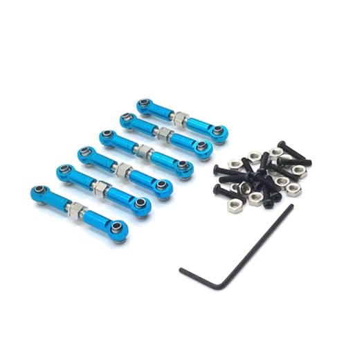 PLOQAZEH RC Autoteile Für Wltoys Für 184011 A949 A959 A969 A979 K929 1/18 Metall Linkage Zugstange Vorne Hinten Servo Link Spurstange RC Auto Upgrade Ersatzteile(Blue) von PLOQAZEH