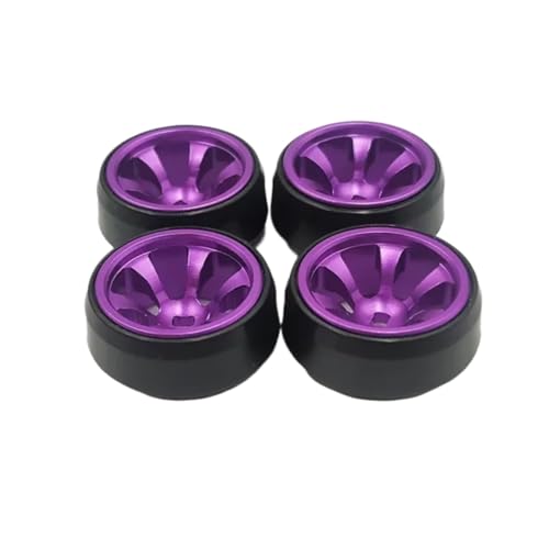 PLOQAZEH RC Autoteile Für Wltoys Für K989 K969 Für Mini-Q Für Mini-Z Für HGD1 Für DRZ Für XRX 1/28 4PCS Metall Radnabe Drift Reifen RC Auto Upgrade Teile(Purple) von PLOQAZEH