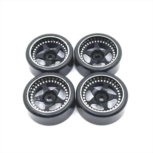 PLOQAZEH RC Autoteile for WLtoys for Kyosho 1/28 RC Car Spare Parts Metal Upgrade 27mm Drift Wheel Tyre Replacement Accessories(Black) von PLOQAZEH