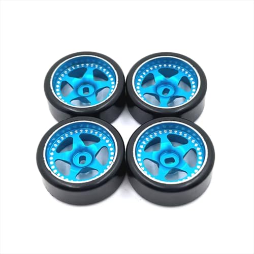 PLOQAZEH RC Autoteile for WLtoys for Kyosho 1/28 RC Car Spare Parts Metal Upgrade 27mm Drift Wheel Tyre Replacement Accessories(Blue) von PLOQAZEH
