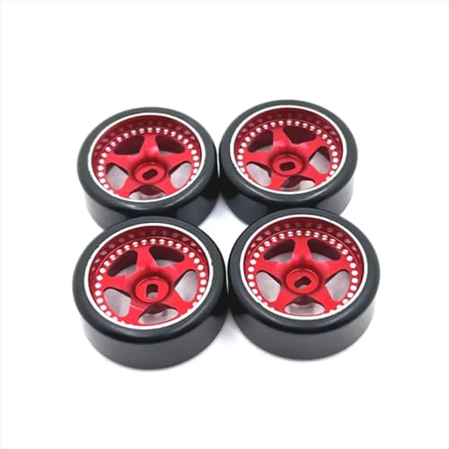 PLOQAZEH RC Autoteile for WLtoys for Kyosho 1/28 RC Car Spare Parts Metal Upgrade 27mm Drift Wheel Tyre Replacement Accessories(Red) von PLOQAZEH