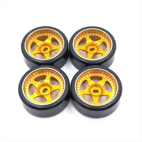 PLOQAZEH RC Autoteile for WLtoys for Kyosho 1/28 RC Car Spare Parts Metal Upgrade 27mm Drift Wheel Tyre Replacement Accessories(Yellow) von PLOQAZEH