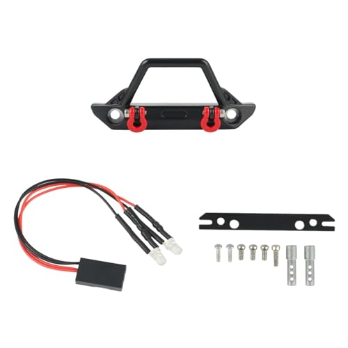 PLOQAZEH RC Car Upgrade Zubehör Für Axial Für SCX24 Für Wrangler Für JLU Für Gladiator 1/24 Metall Frontstoßstange Mit Lichtern RC Crawler Autoteile Und Zubehör Upgrades(B) von PLOQAZEH