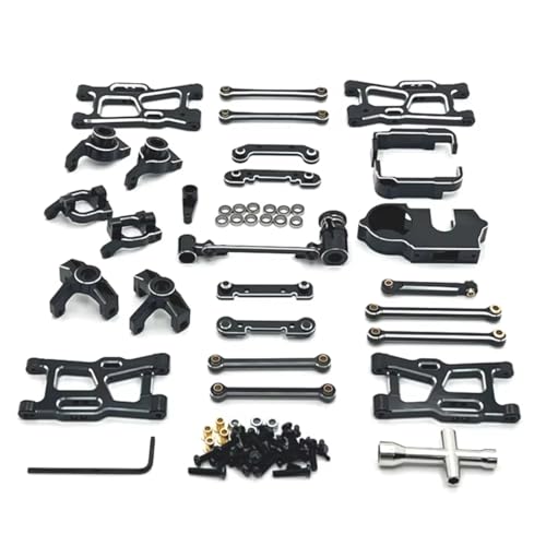 PLOQAZEH RC Car Upgrade Zubehör Für JJRC C8803 Für WLtoys 1/14 1/12 Metall Spurstangensatz Paket RC Auto Kettenfahrzeug Teile Und Zubehör Upgrade Austausch Und Verwendung(Black) von PLOQAZEH