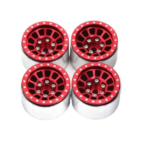 PLOQAZEH RC Car Upgrade Zubehör Für TRX4M Für Axial Für SCX24 AX24 1/18 1/24 4Pcs 1,0 Zoll Metall Beadlock Radnabe Felge RC Crawler Autozubehör Upgrade Ersatz Verwendung(Red) von PLOQAZEH