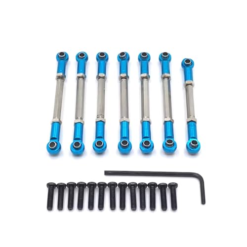 PLOQAZEH RC Car Upgrade Zubehör Für WLtoys 104001 104002 1/10 Metall Vorne Und Hinten Lenkung Einstellbare Links RC Auto Teile Und Zubehör Upgrades Ersatz Verwenden(Blue) von PLOQAZEH