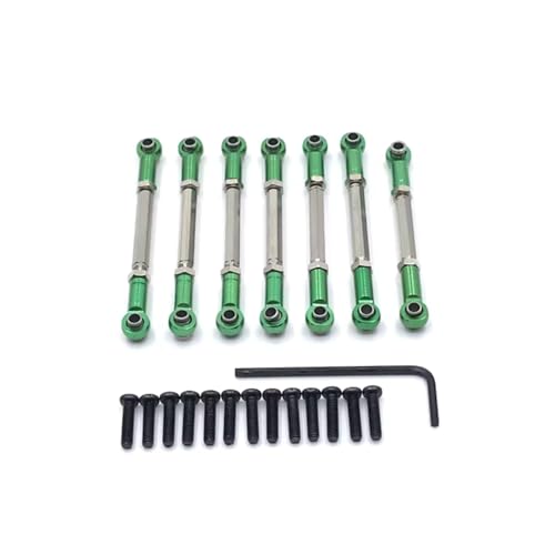 PLOQAZEH RC Car Upgrade Zubehör Für WLtoys 104001 104002 1/10 Metall Vorne Und Hinten Lenkung Einstellbare Links RC Auto Teile Und Zubehör Upgrades Ersatz Verwenden(Green) von PLOQAZEH