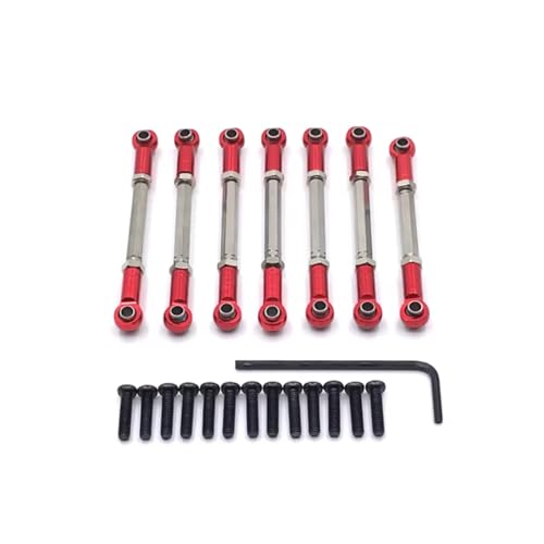 PLOQAZEH RC Car Upgrade Zubehör Für WLtoys 104001 104002 1/10 Metall Vorne Und Hinten Lenkung Einstellbare Links RC Auto Teile Und Zubehör Upgrades Ersatz Verwenden(Red) von PLOQAZEH