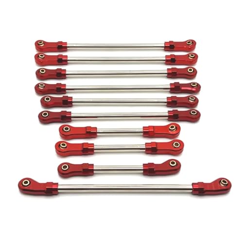 PLOQAZEH RC Car Upgrade Zubehör Für WLtoys 104006 104010 104020 104026 1/10 Metall Spurstange RC Auto Kettenfahrzeug Teile Und Zubehör Upgrade Ersatz Und Verwendung(Red) von PLOQAZEH