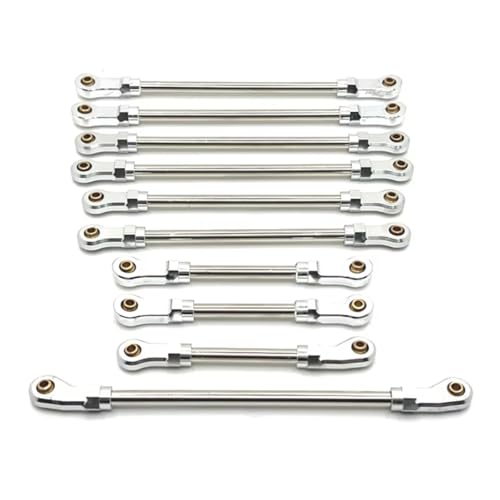 PLOQAZEH RC Car Upgrade Zubehör Für WLtoys 104006 104010 104020 104026 1/10 Metall Spurstange RC Auto Kettenfahrzeug Teile Und Zubehör Upgrade Ersatz Und Verwendung(Silver) von PLOQAZEH