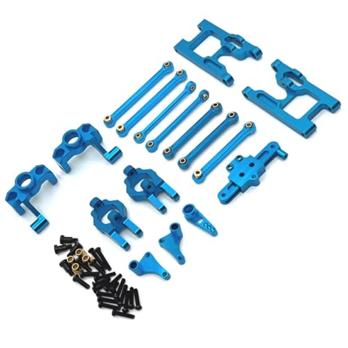 PLOQAZEH RC Car Upgrade Zubehör Für WLtoys 124006 12423 12427 12428 1/12 Metall Servoarm Vorne Für Schwingarm Zugstangensatz RC Autoteile Zubehör Upgrade Ersatzverwendung(Blue) von PLOQAZEH